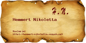 Hemmert Nikoletta névjegykártya